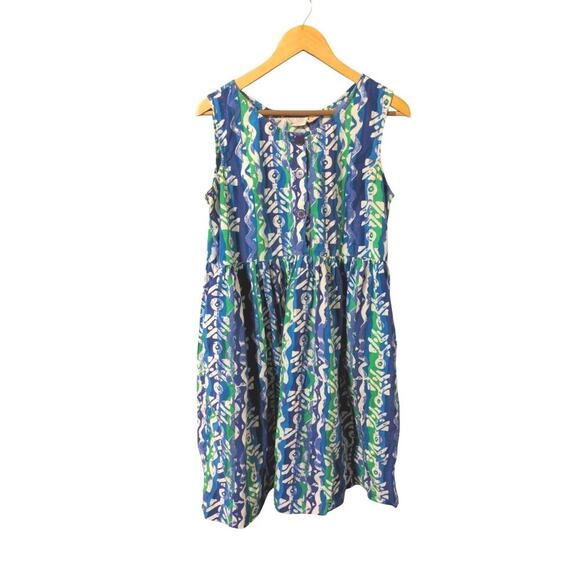 Vintage Marshall Fields 80s Art To Wear Button Front Sleeveless Dress Large G - Picture 1 of 10